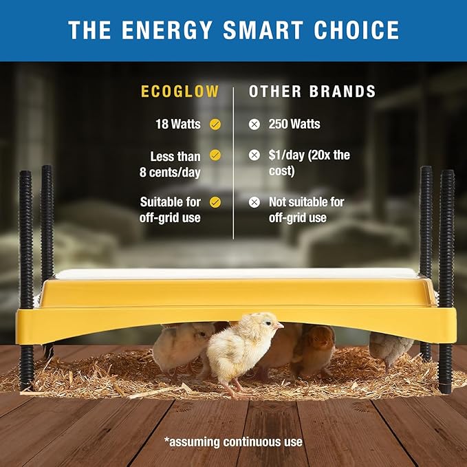 Brinsea Ecoglow Safety 1200 Chick or Duckling Brooder, Adjustable Height & Angle Brooder Plate, Ideal for Chicken Coops Poultry Heating with Safety Indicator, 18 Watts