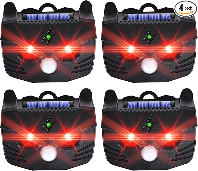 Solar Nocturnal Animal Repellent Outdoor Predator Lights for Chicken Coop Predator Protection Coyote Deterrent for Yard Nite Guard Solar Lights Predator Eyes-Protects Against Fox,Raccoon,Skunk,Deer(4)