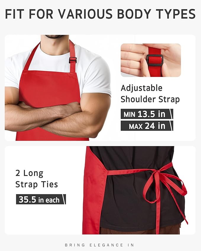 Syntus Adjustable Bib Apron with 2 Pockets Cooking Kitchen Aprons for Women Men Chef