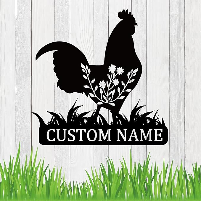 Custom Metal Chicken Coop Sign, Personalized Chicken Name Sign, Custom Metal Chicken Farm Sign, Chicken Farmhouse Outdoor Wall Decor Farmer Gift