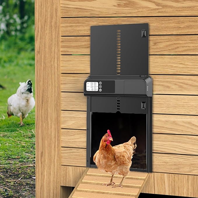 AUTENS Automatic Chicken Coop Door Aluminum Auto Coop Door Opener with Timer Control LCD Display Chicken Coop Door