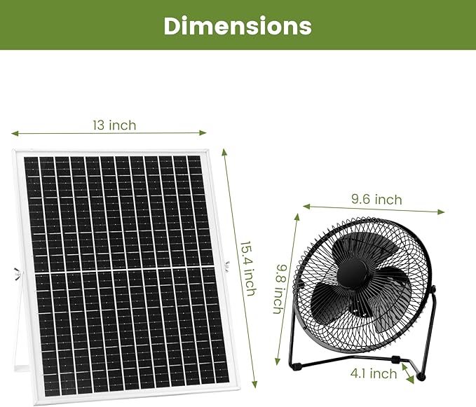 8" Solar Floor Fan for Home Outdoor Chicken Coop Greenhouse Dog House Summer Air Circulation Cooling, 25W Solar Powered with 2000 RPM High Speed