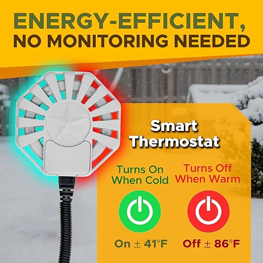 500W Chicken Water Heater, Submersible 5 Gallon Bucket Heater Deicer, Heated Chicken Waterer for Winter, Heated Poultry Waterer, Freeze Proof, Outdoor Stock Tank and Water Trough Warmer for Livestock