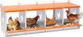 4-Bay Metal Nest Box for Chickens Wall Mount, Galvanized Steel Hen Laying Box with Hen-Shaped Vent Holes, Includes Coconut Fiber Pad, Easy to Clean & Assemble (Orange/Silver)