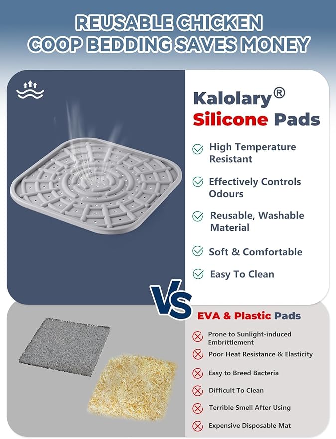 Kalolary 12 PCS Silicone Chicken Nesting Box Pads, 12"x 12" Nesting Pads for Chicken Coop Washable Nesting Box Liners for Chicken Laying Boxes Soft, Easy Clean, Gray
