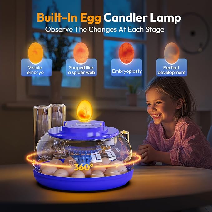 18 Egg Incubator with Automatic Egg Turning and Humidity Control, Incubators for Hatching Eggs, Chicken, Ducks, Goose, Pigeon, Quail, Parrot Incubator for Farm, Lab, Home