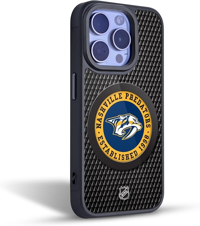 Head Case Designs Officially Licensed NHL Puck Texture Nashville Predators Gel Armor Case [Military Grade Drop Protection] Compatible with Apple iPhone 15