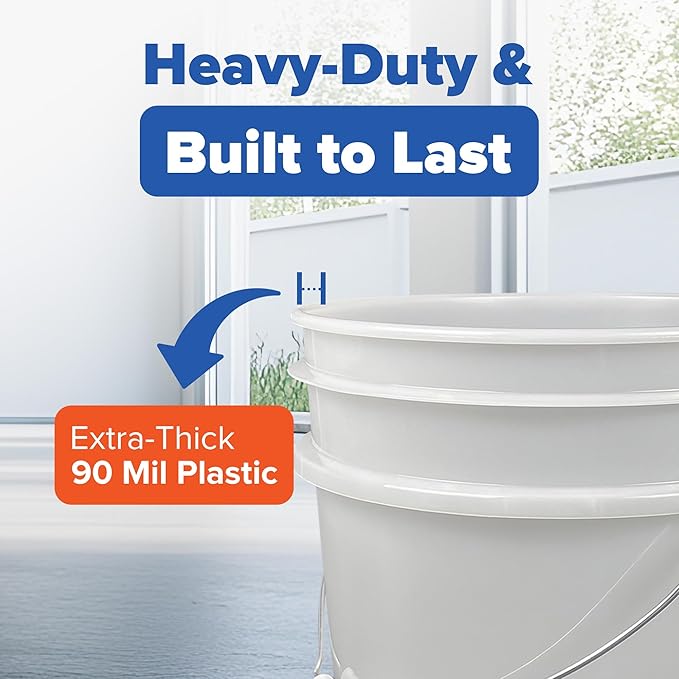 ePackageSupply 5 Gallon Bucket with Airtight Lid | Made in USA | Food Grade | Heavy-Duty Premium HPDE Plastic | Durable 90 Mil All Purpose Pail | Easy Stack and Store | BPA Free | 1 Count