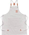 Multi-Pocket Waterproof Oil-Proof Canvas Cotton Apron Cross-Back Adjustable Straps For Chefs Barbers Carpenters