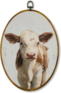 zewepri Rustic Farm Animal Oil Painting – Mini Cow Canvas Art, Cute Wall Decor for Home, Bedroom, Living Room, or Cow Lover Gift, 8.6×11.4″
