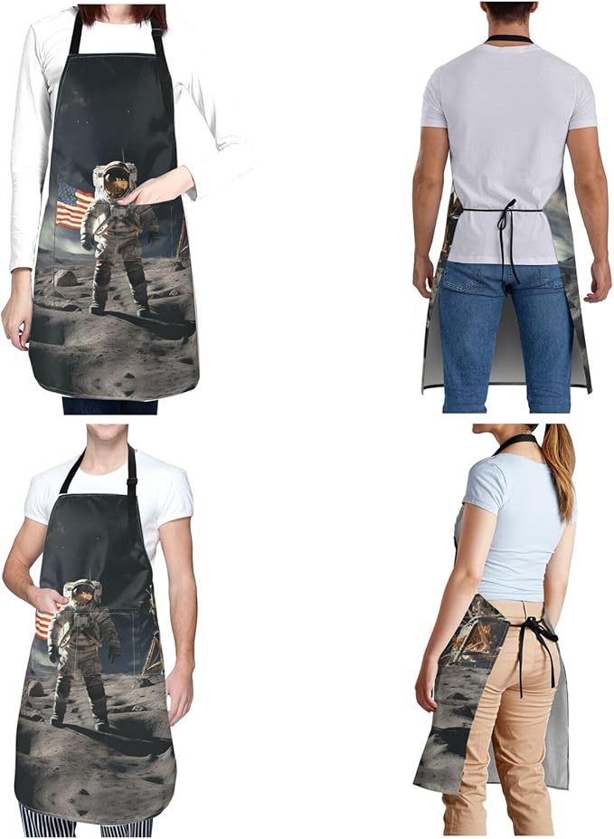 Kitchen Aprons for Men Women Waterproof Apron with 2 Pockets Skis on mountain Apron Adjustable Bib Aprons