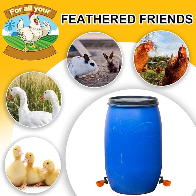 Tanlade 50 Packs Chicken Waterer Chicken Feeder, Automatic Waterer Kit for Poultry Duck Goose Turkey Bunny (Orange)
