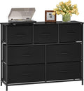 WelFurGeer 7-Drawer Fabric Dresser with Metal Frame, Dressers & Chests of Drawers, White Chest of Drawers for Bedroom, Hallway, Entryway, Closets, Kids Room Organization, Black