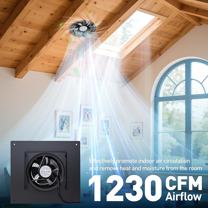 25W Solar Roof Vent Fan with 8-Inch Removable Roof Vent, Solar-Powered Attic Exhaust Fan for Enhanced Ventilation. Ideal for Home, Garages & Warehouses–Energy-Efficient & Easy Install, Black