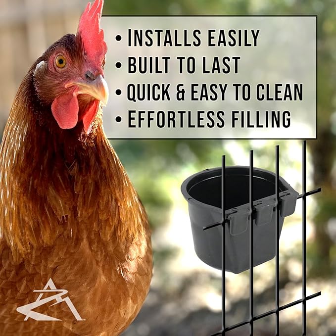 The ROP Shop 12-Pack - 8oz Black Cage Cup for Feed & Water for Poultry Ducks, Birds, Hamsters