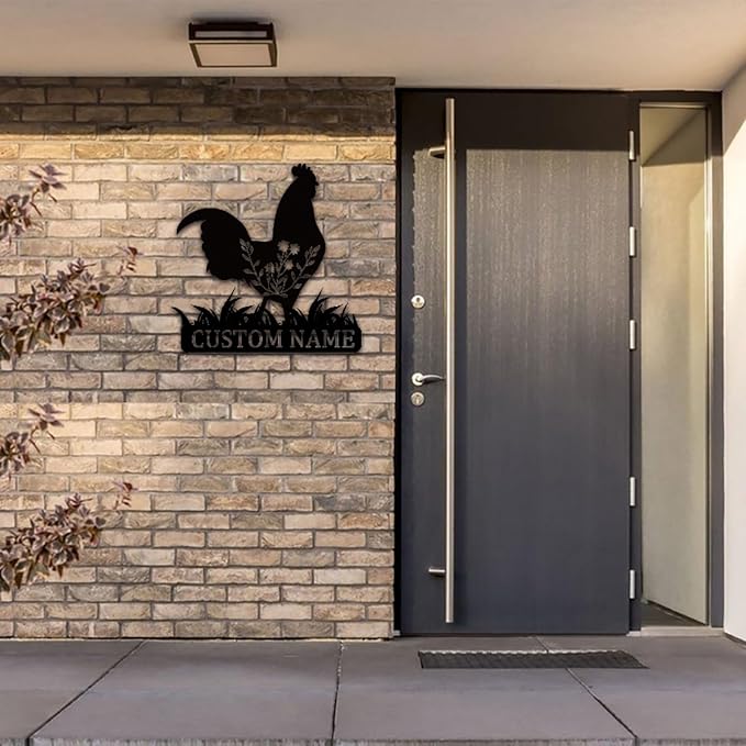 Custom Metal Chicken Coop Sign, Personalized Chicken Name Sign, Custom Metal Chicken Farm Sign, Chicken Farmhouse Outdoor Wall Decor Farmer Gift