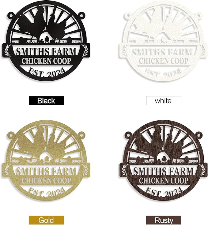 Personalized Chicken Coop Signs, Metal Funny Farm Decor, Chicken Coop Accessories, Metal Outdoor Wall Art, Custom Hen House Sign, Rustic Farmhouse Wall Decor for Farm Yard Garden Color09