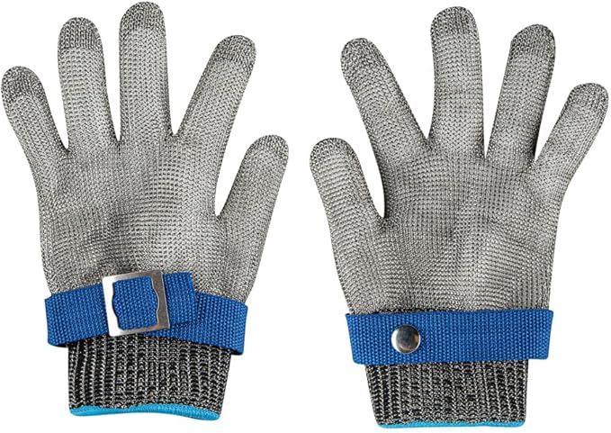 Restaurantware-Life Protector 8.9 x 3.9 Inch Kitchen Glove For Cutting, 1 306-Grade Steel Metal Glove - Level-9 Protection, Polyethylene Fabric, Stainless Steel Cutting Mitt, Durable, Dishwashable