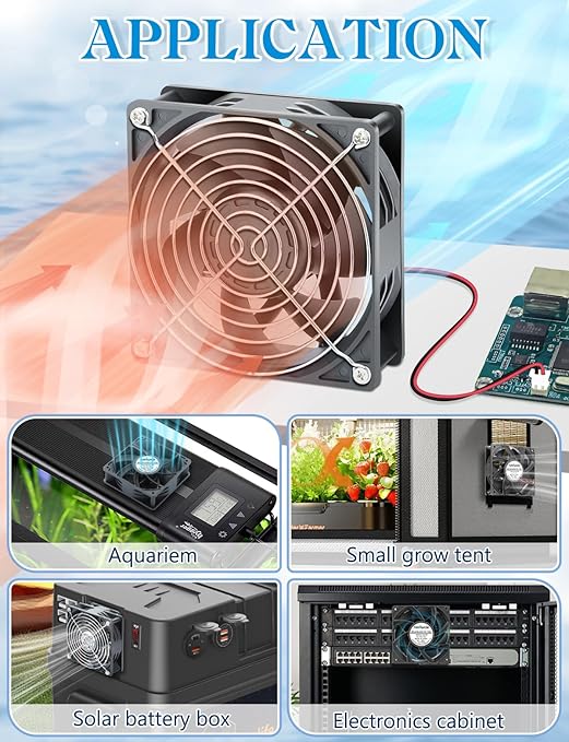 IP67 120mm x 38mm 12v Cooling Fan 2pin Brushless Dual Ball Bearing High Performance Exhaust for Electronics Solar Battery Box RV Refrigerator AV Cabinet