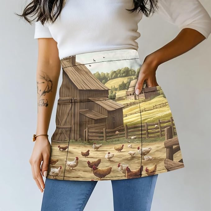 Waistress Apron with Pockets Coffee Waiter Apron Long String Chef Half Aprons for Cooking Kitchen Hairdresser