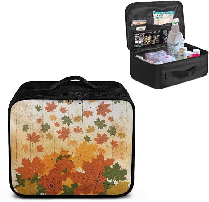 Rnyleeg Fall Medical Bag Empty Portable Car Medical Kit First Aid Kits for Businesses First Aid Bags Empty Home Medical Supplies Bag Maple Leaf