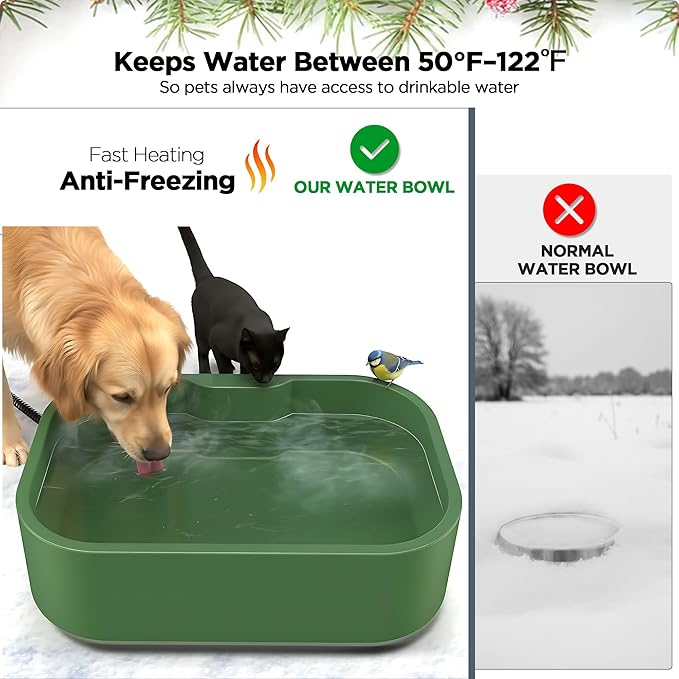 5.5L/1.45Gal Extra Large Heated Water Bowl, Indoor & Outdoor Winter Antifreezing Pet Heated Thermal Water Bowl Dish, Anti Chewy Cord, BPA-Free, Pet Products for Dog Cats Rabbit Chicken Duck Squirrel