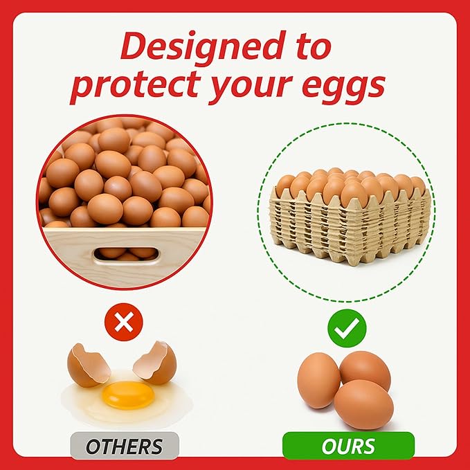 130 Pack Egg Cartons Crates Bulk - 30 Cell Pulp Fiber Egg Flats Reusable Stackable Cardboard Tray for Home Storing Packing Roach Colony Soundproofing