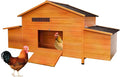 Wooden Chicken Coop for 2-4 Chickens with Nesting Box, 69.9" Large Chicken House Poultry Pet Hutch with Waterproof Roof, Outdoor Chicken Tractor with Secure Lock and Pull-Out Tray, Natural