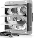 14 Inch Shutter Exhaust Fan，Automatic Shutter with ON/OFF Switch, 1946 CFM High-Speed Vent Fan, 1400 RPM Wall Mounted Attic Fan for Shed, Garage, Greenhouse Ventilation