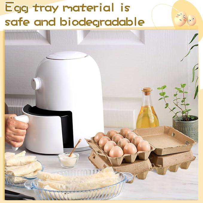 Rtteri 100 Pcs Egg Cartons Bulk 3x4 Style Egg Storage Containers Holder for Fresh Duck Quail Storage Kitchen Family Farmhouse (Natural Color)