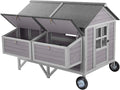 GUTINNEEN Chicken Coop with Super Large Wheels Durable Hen House with Metal Iron Bracket 8-10 Chickens