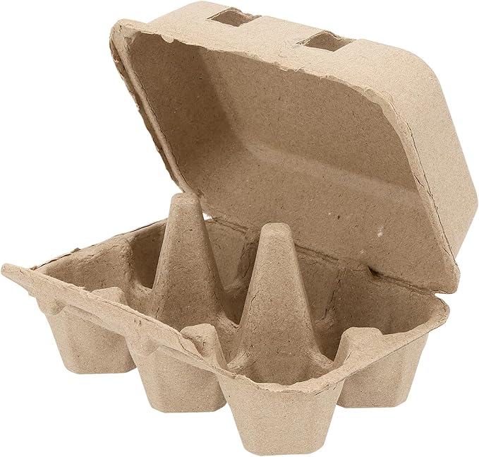 50 Pack Empty Egg Cartons Bulk,6 Count Pulp Fiber Egg Tray Holder Eggs Storage Containers for Family, Farm