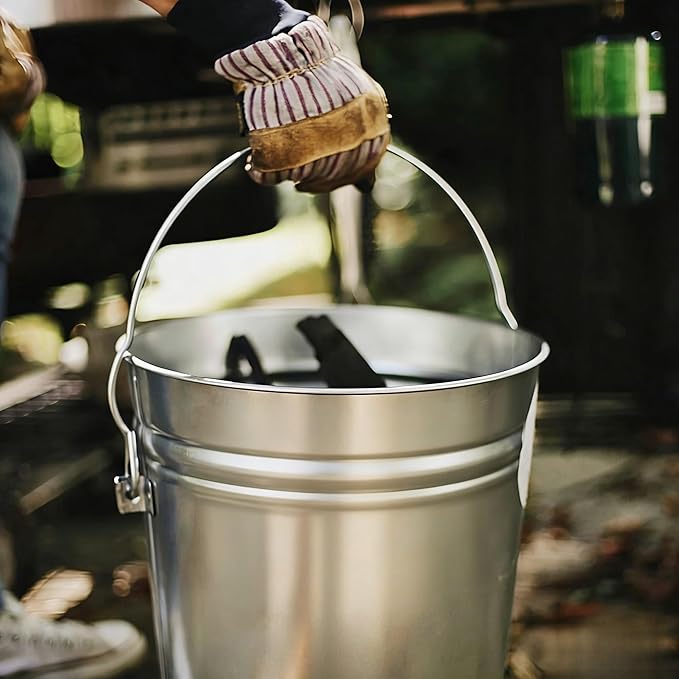 6 Gallon Galvanized Steel Storage Can with Locking Lid Weather Resistant Metal Container for Pet Food Bird Seed Charcoal