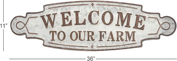 Deco 79 59451 Metal Wall Sign, 11" x 36", Brown/Gray