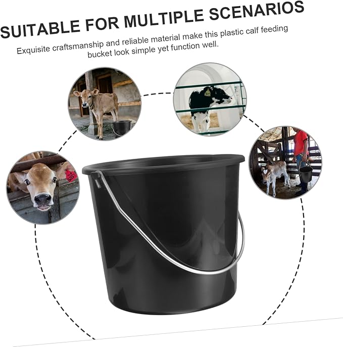 Portable Plastic Feed Bucket with Handle Durable Calf Feeding Container for Farm Home Kitchen Multipurpose Utility Bucket for Water Ice Milk More