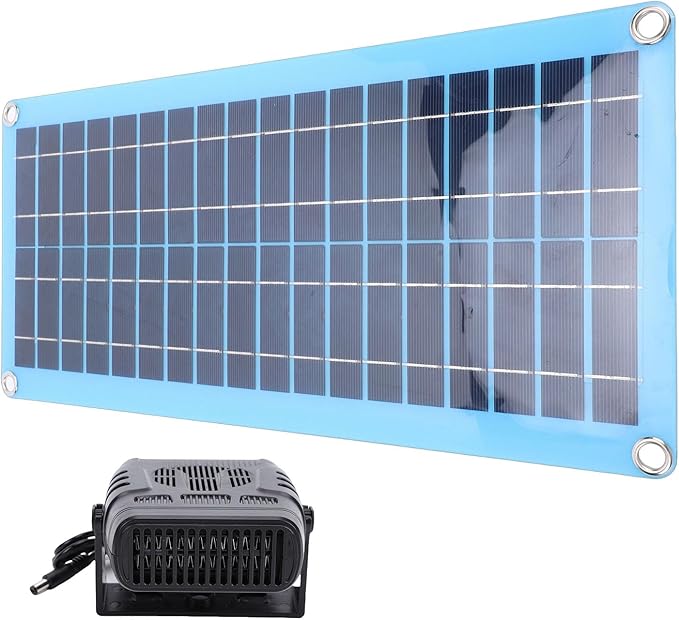 LiebeWH 30W Solar Powered Heater Portable Car Solar Heater for Chicken Coop with Overheat Protection for Drying Heating Pet House Warm Wind Gear
