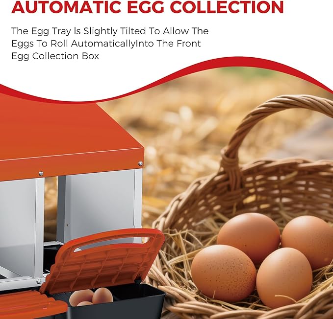 Chicken Nesting Boxes with Cleanable Pull-Out Trays, 4-Hole Wall Mount Roll Away Nest for Easy Cleaning & Egg Collection