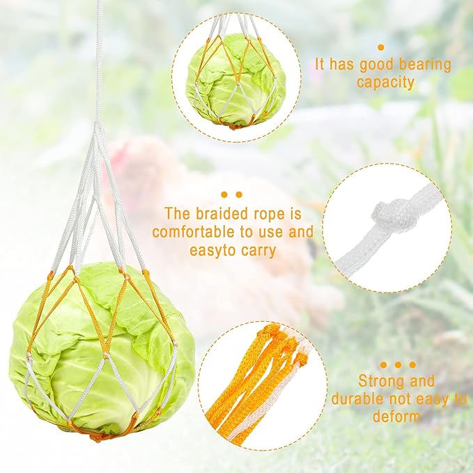 Gejoy 6 Pieces Chicken Toys for Coop Accessries Wooden Stand Mirror with Bells Coop Swing Veggies Fruit Skewer Vegetable Hanging Feeder Chewing Foraging Toys for Chicken