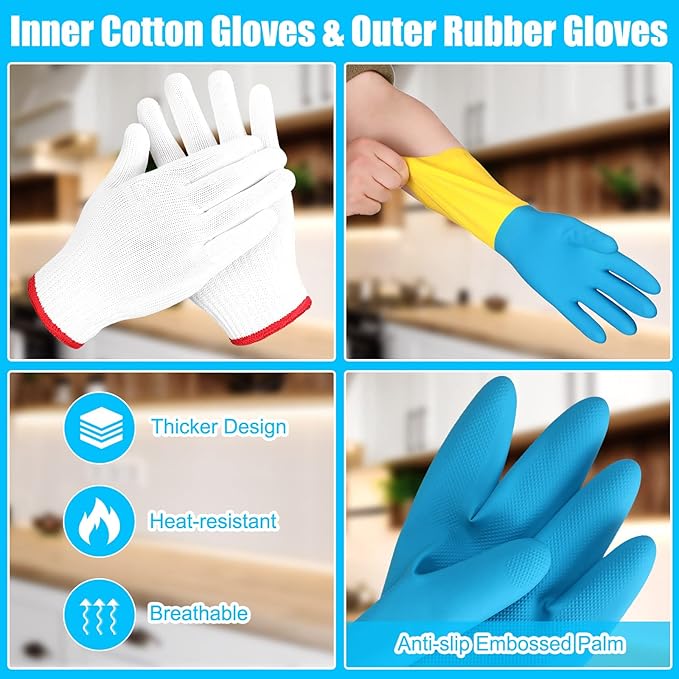 Wesiti 3 Pairs Meat Pulling Gloves Grilling Gloves with 6 Pairs Cotton Gloves Liner Reusable Heat Resistant BBQ Gloves Pork and Meat Shredding Gloves for Pork Chicken Hot food