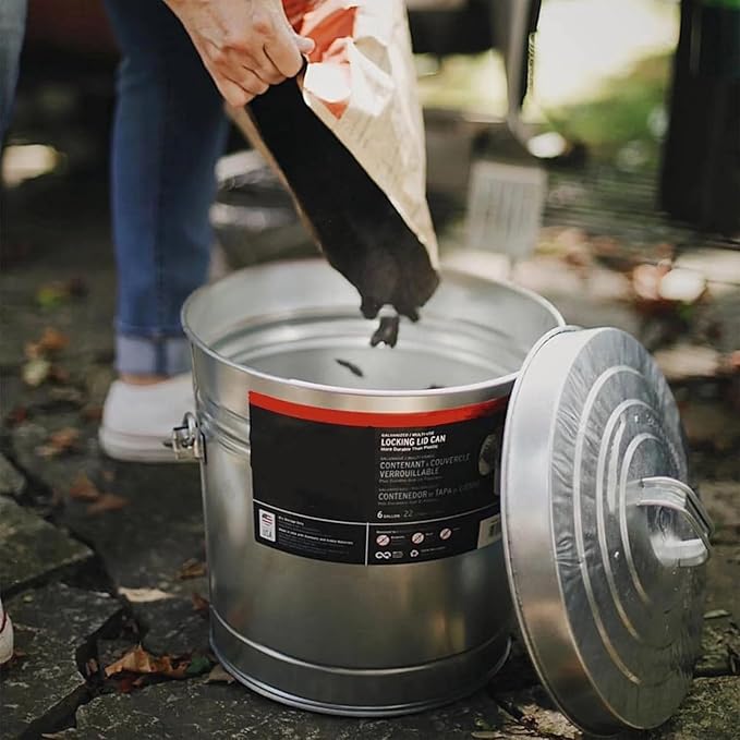 6-Gallon Galvanized Steel Storage Can - Airtight Locking Lid Metal Container for Pet Food, Dry Goods & Pantry Staples, Rust-Resistant Indoor/Outdoor Design