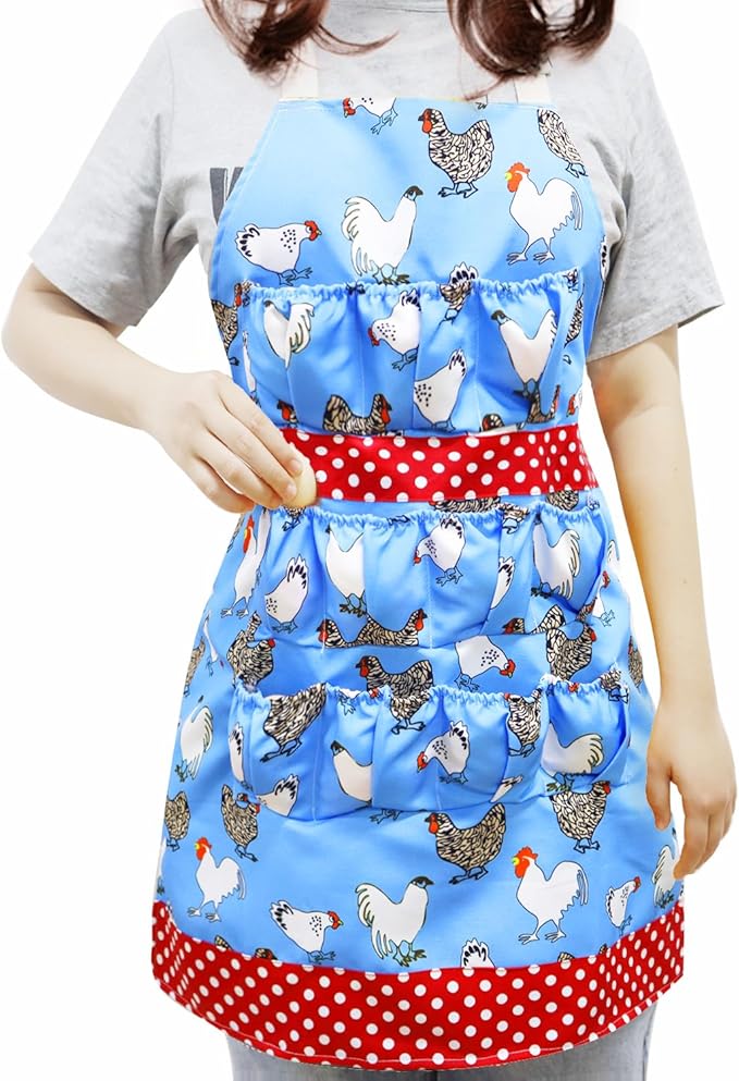 MOMWOW Chicken Egg Apron for Collecting Eggs - 11 Pocket Adult Egg Gathering Apron for Chicken Duck Goose Quail Eggs