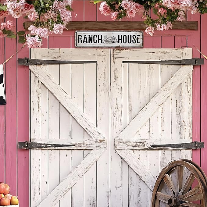Vintage Farmhouse Sign, Ranch House Sign 15.8x4 inches, Rustic Metal Signs for Indoors or Outdoors Use, Country Style Home Decor, Vintage Bar Pub Decor, Decorative Aluminum Wall Plaque