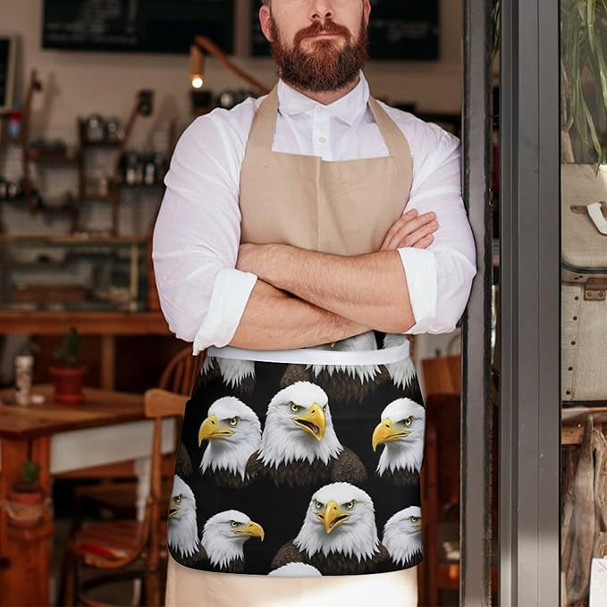 Unisex Apron for Cooking Server Waitress Half Waist Apron with 3 Pockets