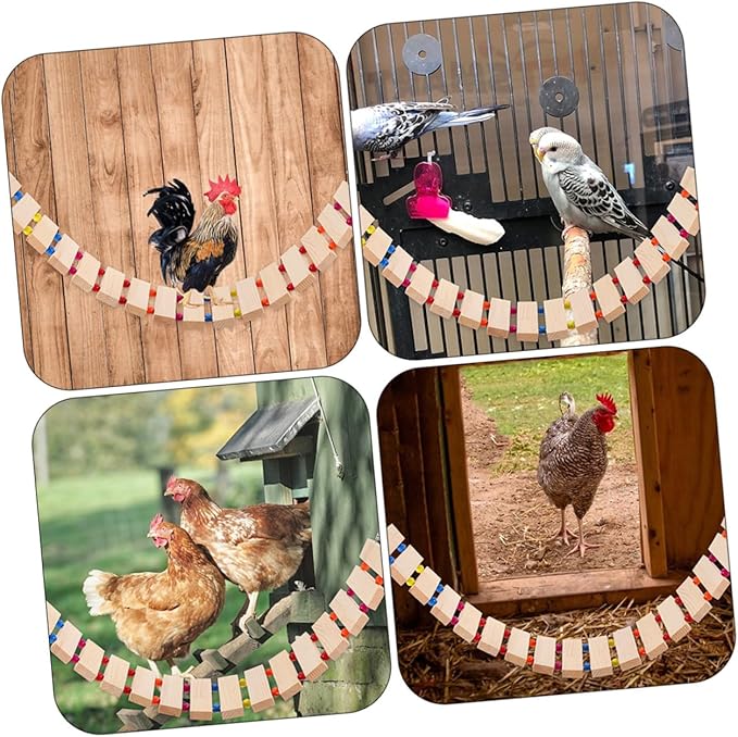 Yardwe Chicken Coop Swing Toy Wood Stand Perch Chicken Roosting Bars Toys for Coop Poultry Decor