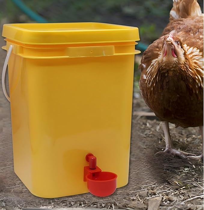 Chicken Waterer Cups, Automatic Chicken Drinkers, Chicken Water Dispenser,Poultry Drinker Set with Drill (Red, 24 Pack)
