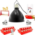 Chick Heat Lamp, 5 Pcs Chick Starter Kit with Chick Feeder and Waterer Set, Chick Stand Perch, Baby Chicken Supplies for Baby Chick, Duck and Quail