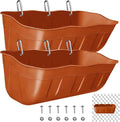Hanging Goat Feeders,Chicken Feeder Waterer,Large Feed Trough 7.5 Quart 2 Pack,Hanging Fence Feed Trough for Poultry Livestock,Terracotta