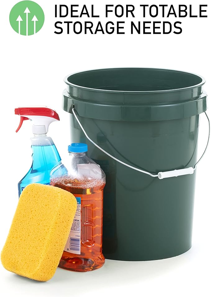 United Solution ECOSense 5 Gallon Bucket, Heavy Duty, Comfortable Handle, Perfect for on The Job, Home Projects, or Cleaning; Made from 90% Recycled Materials.100% Recyclable (Pack of 3)