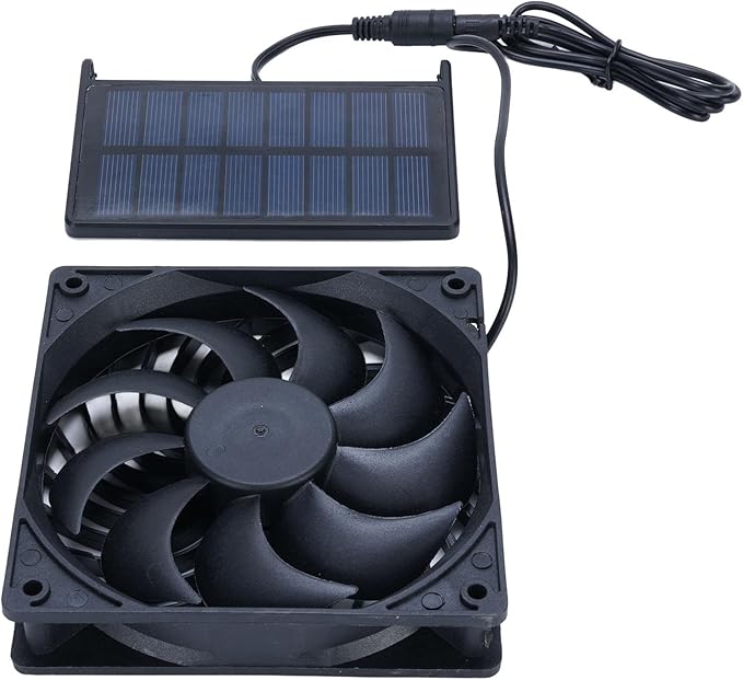 Solar Panel Powered Exhaust Fan, USB Rechargeable Chicken Coop Solar Fan, Solar Panel Intake Exhaust Fans for Chicken Coops, Greenhouses, Sheds, Dog Houses