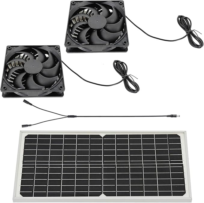 16W Solar Panel Cooling Fan Set Monocrystalline Silicon for Pet House Chicken Coops and Greenhouse Ventilation Energy Efficient Cooling